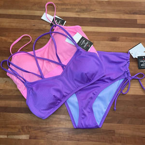Salt + Cove Jrs, 3 piece bikini set pink/purple Medium